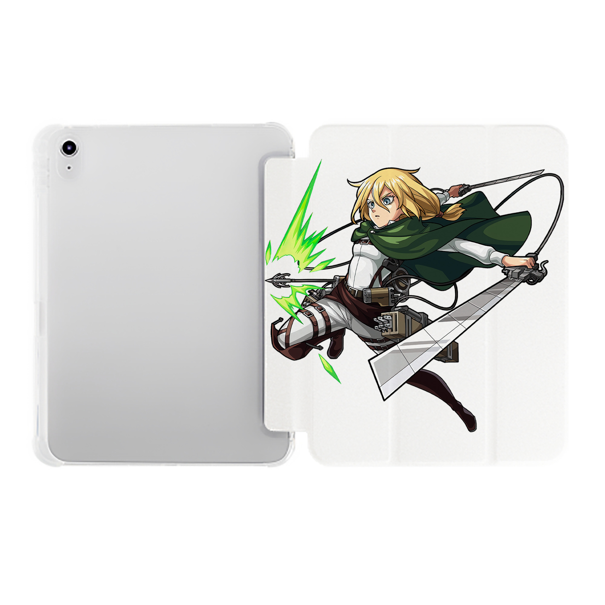 （画像用） 進撃の巨人 クリスタ·レンズ Attack on Titan Christa Lenz IPad ケース ペン収納付き 三つ折りスタンド PUレザー×シリコン 対応機種9.5/10.5/10.9インチ
